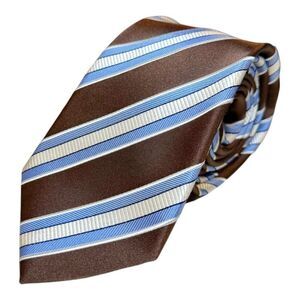 Donald J. Trump Signature Collection Diagonal Striped Tie Brown Baby Blue White